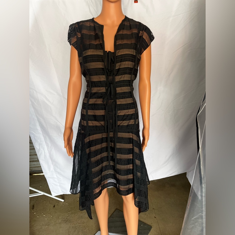 Anne Klein Black High Low Sundress with Flutter Sleeves